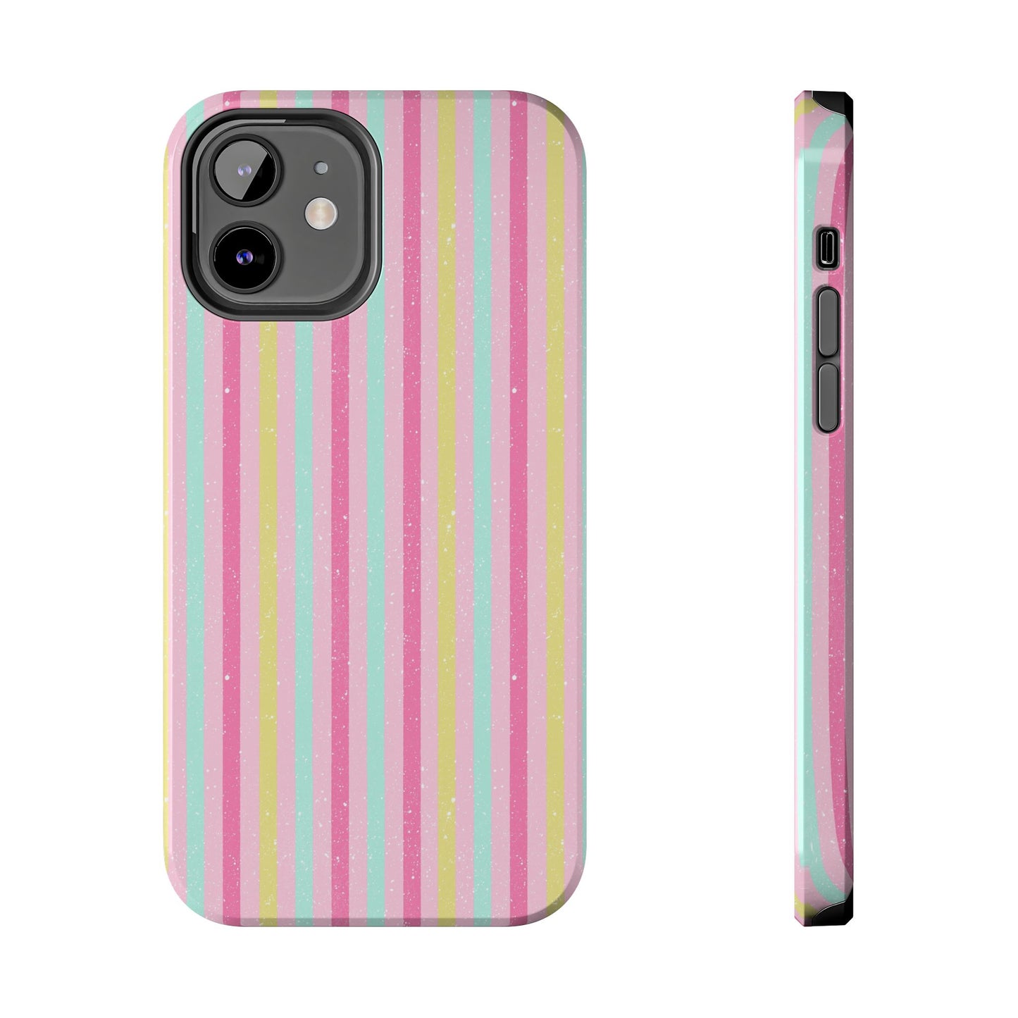 Pastel Christmas Stripes on Pink Tough Phone Cases