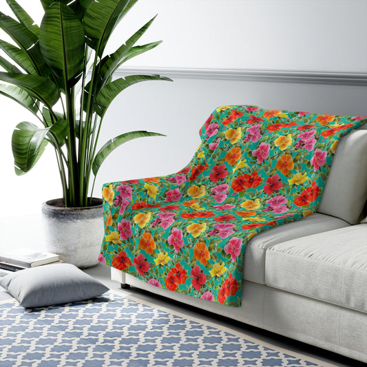 Hibiscus Garden Sherpa Fleece Blanket