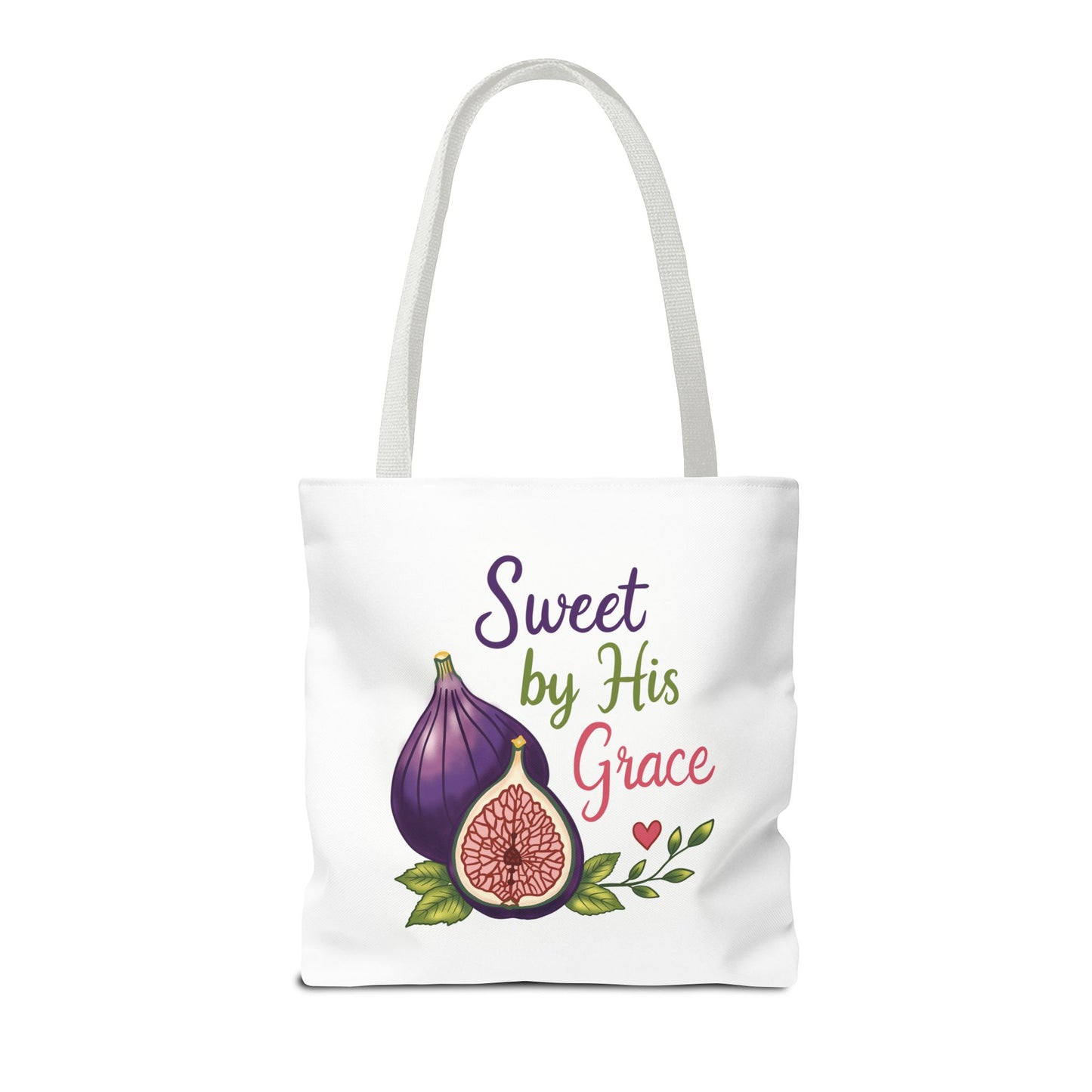 Sweet by His Grace Tote Bag — Faith-Inspired Fig Illustration