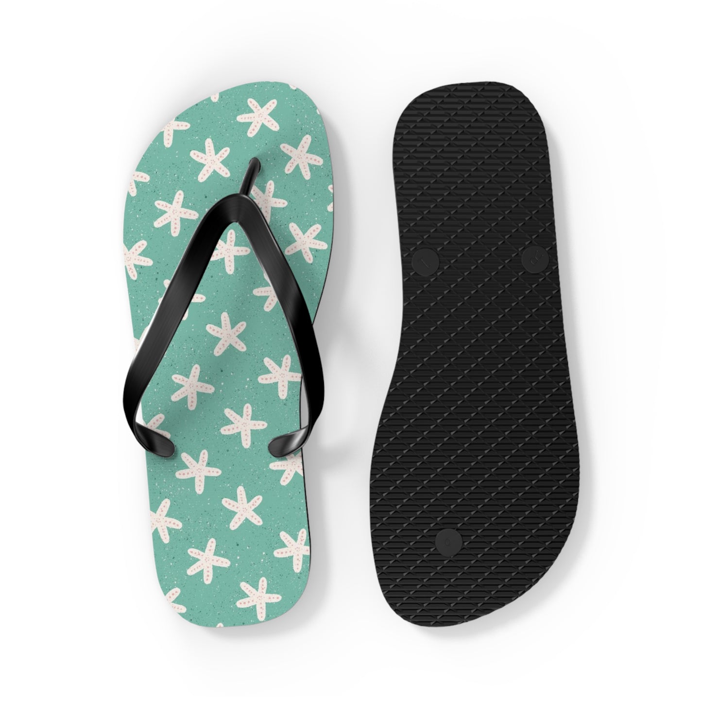 Starfish on Sea Green Flip Flops