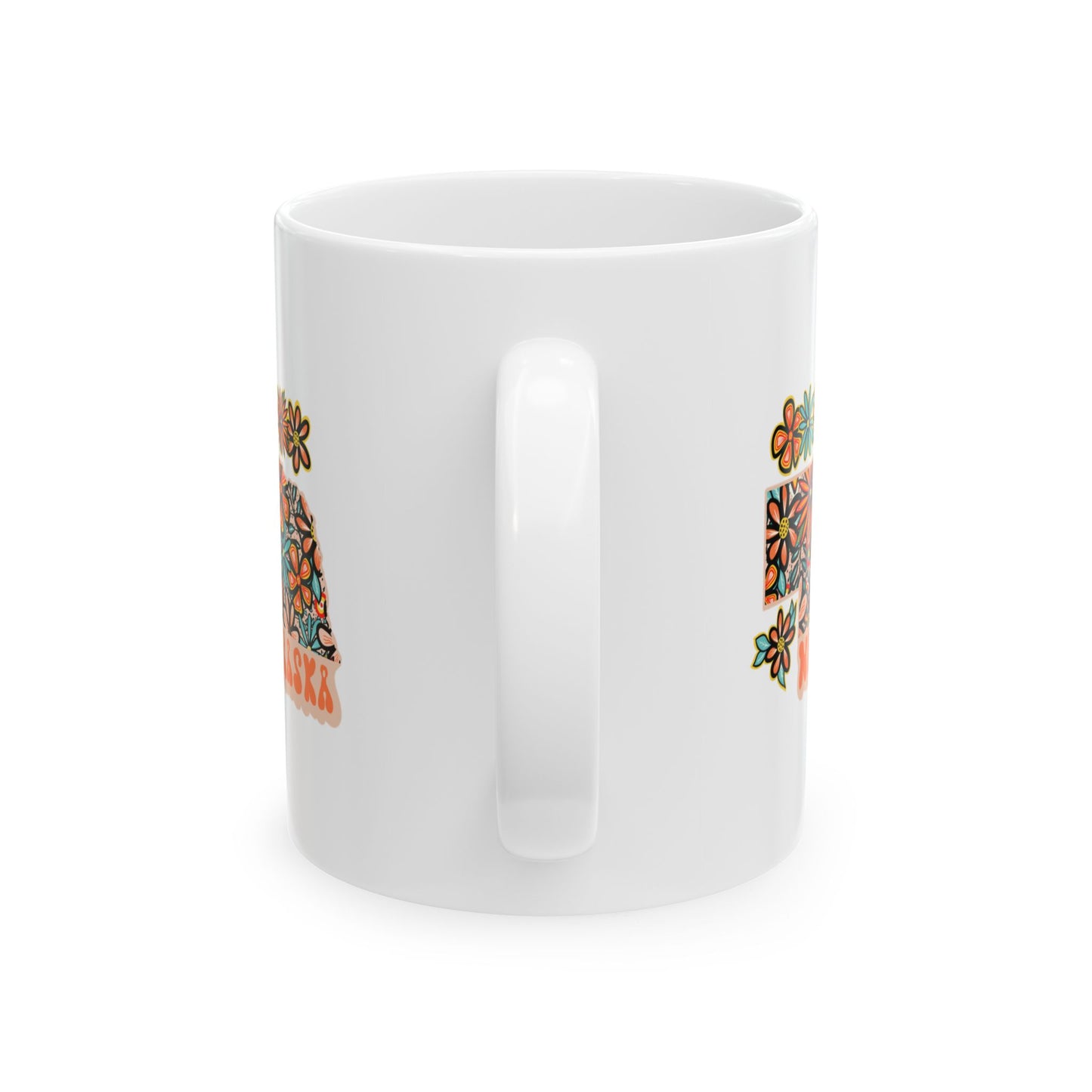 Retro 70s Flowers Nebraska Ceramic Mug 11 oz and 15 oz