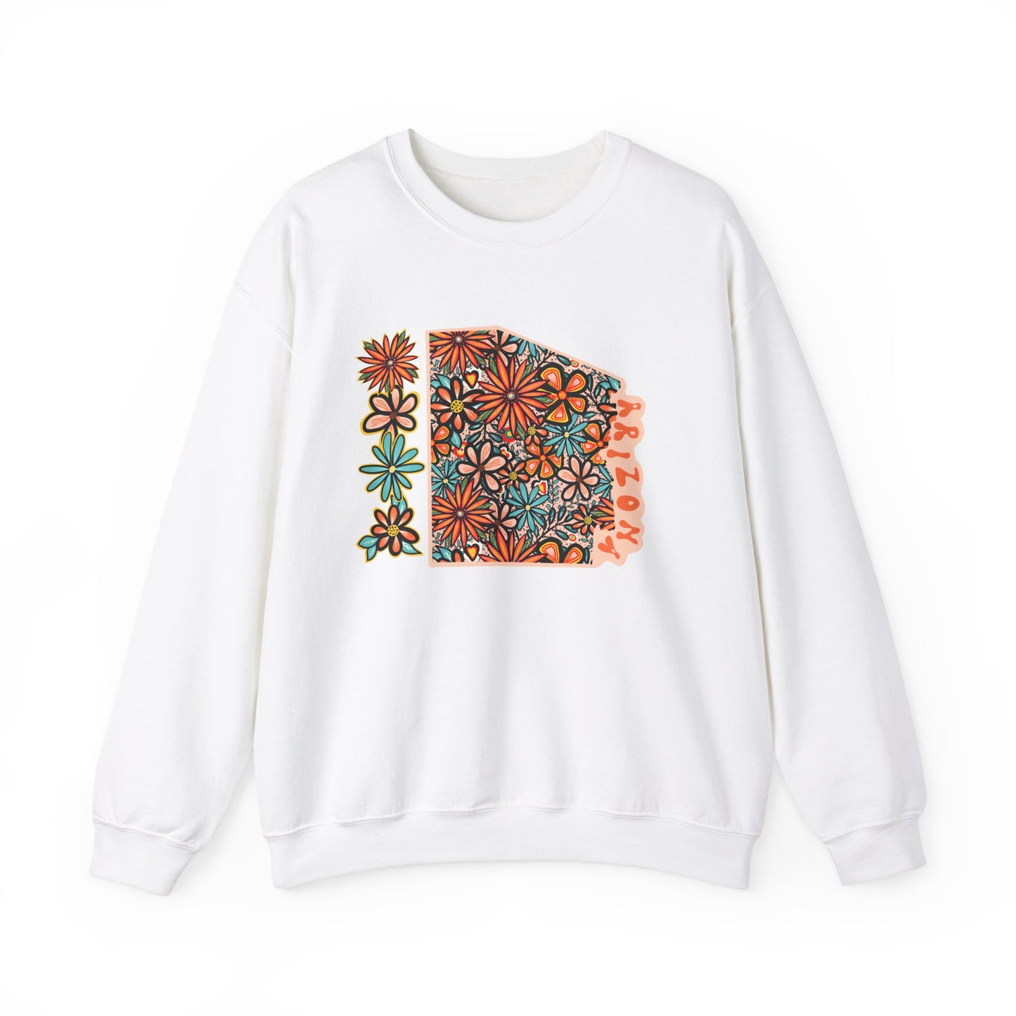 Retro 70s Flowers Arizona State Design — Heavy Blend™ Crewneck Sweatshirt