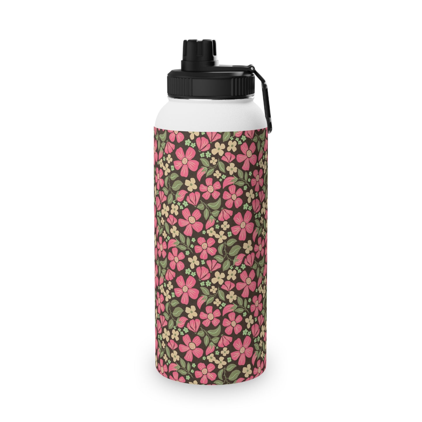Wild Rose Meadow Water Bottle – Stainless Steel Sports Lid