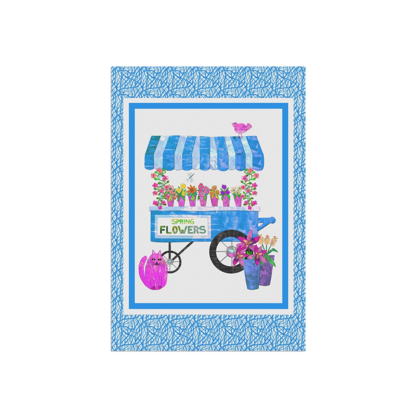 Spring Flower Cart Collage Garden Banner