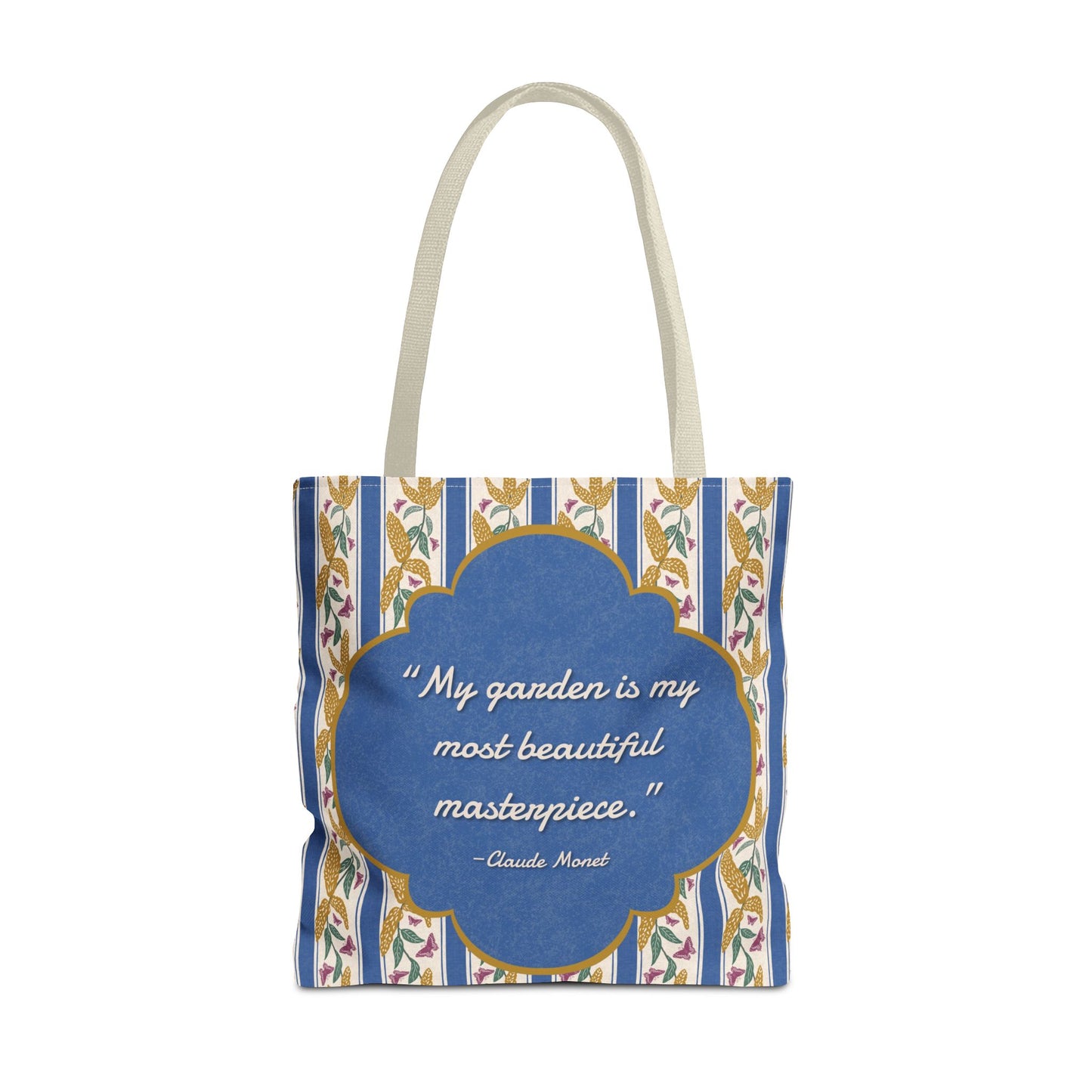 Goldenrod and Butterflies with Monet Quote Tote Bag