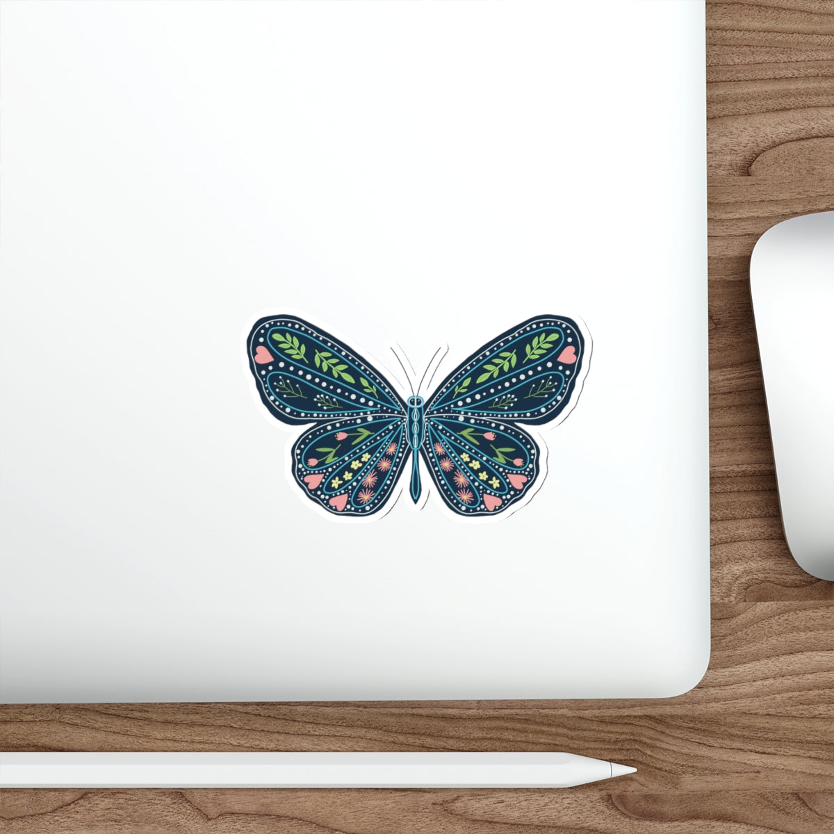 Folk Art Butterfly Die Cut Sticker