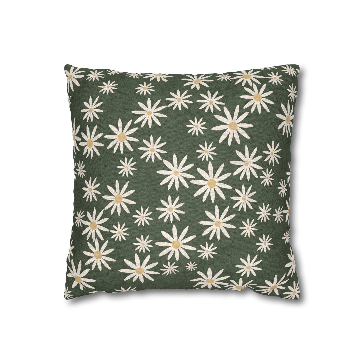 Chickweed on Sage Green Spun Polyester Square Pillowcase