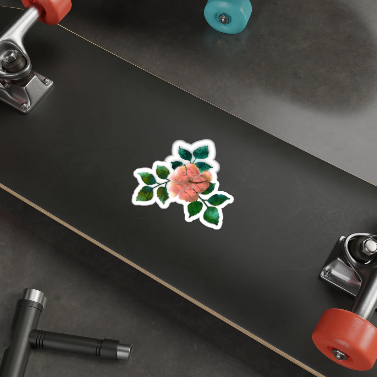 Ethereal Multi-Media Peach Hibiscus Die Cut Sticker