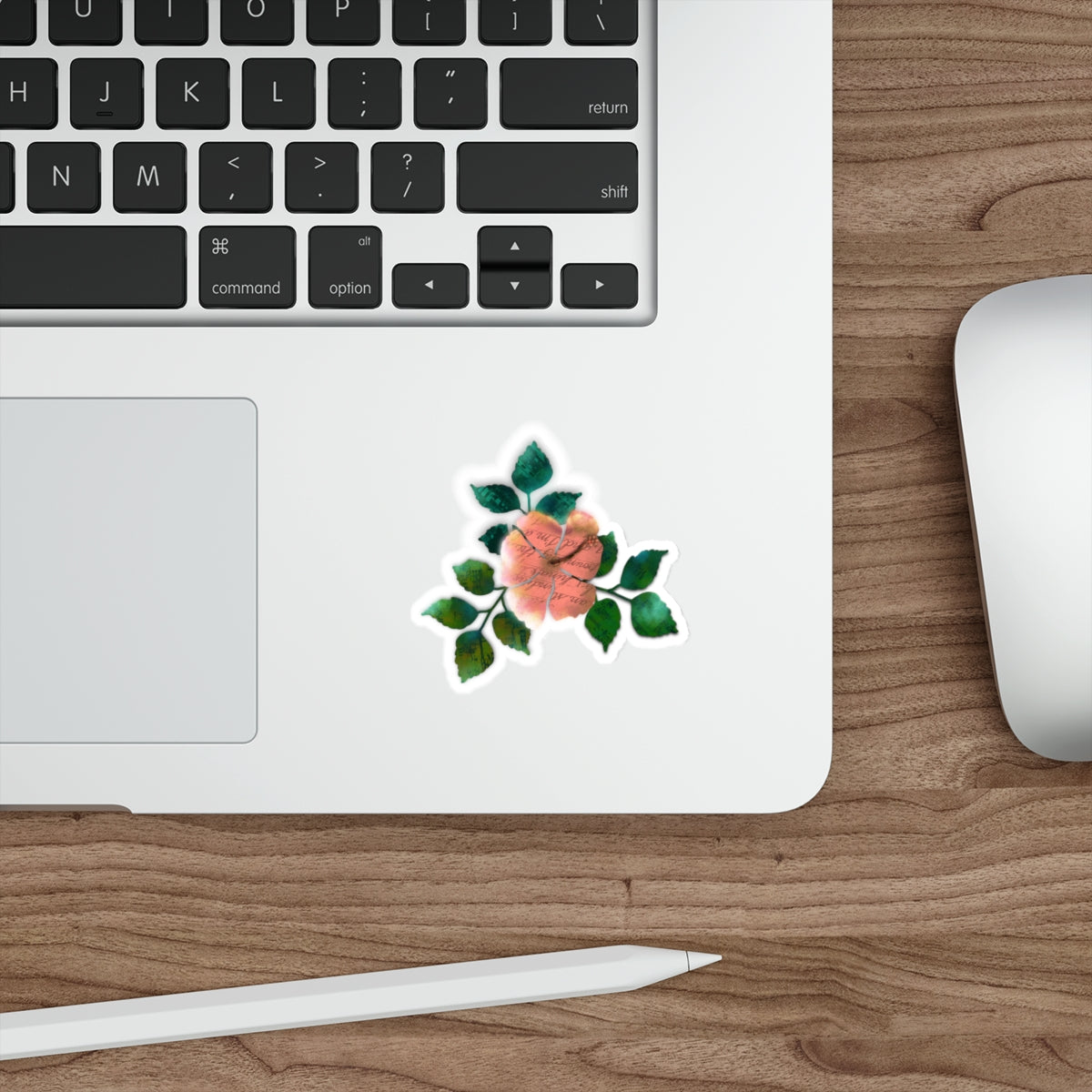 Ethereal Multi-Media Peach Hibiscus Die Cut Sticker