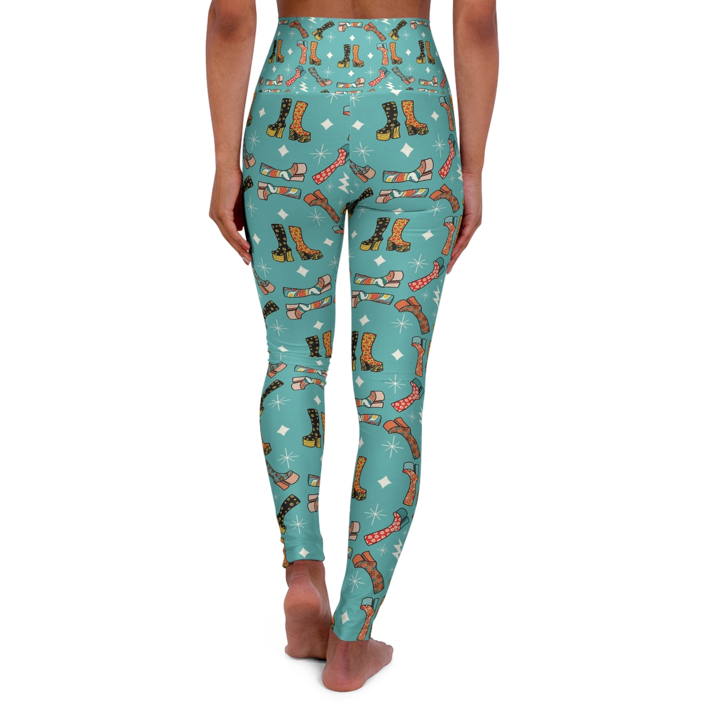 Groovy Boots High Waisted Yoga Leggings (AOP)