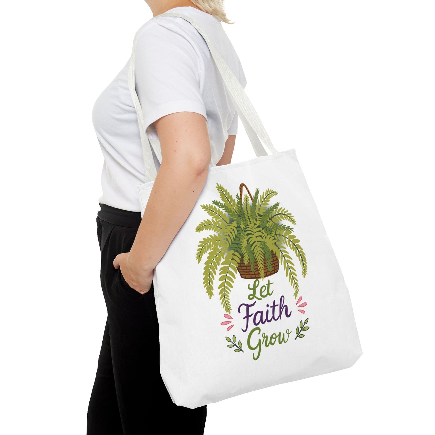 Let Faith Grow Tote Bag — Botanical Hanging Fern Spiritual Tote