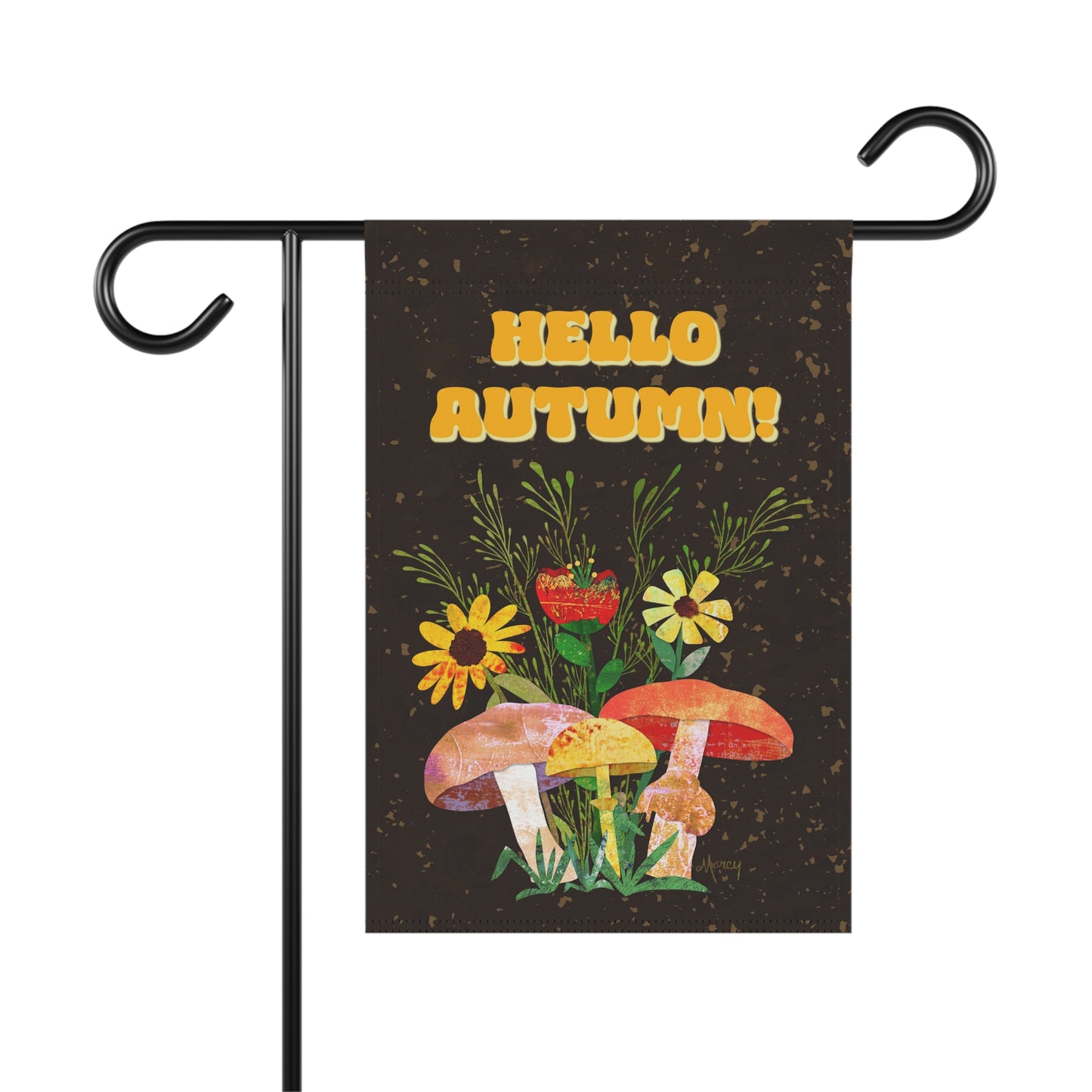 Shrooms n Fleurs Collage Hello Autumn Garden Banner