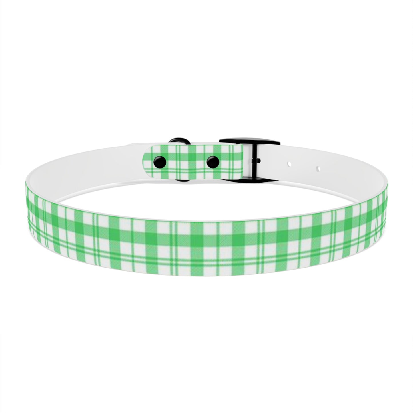 Green and White Plaid Dog Collar