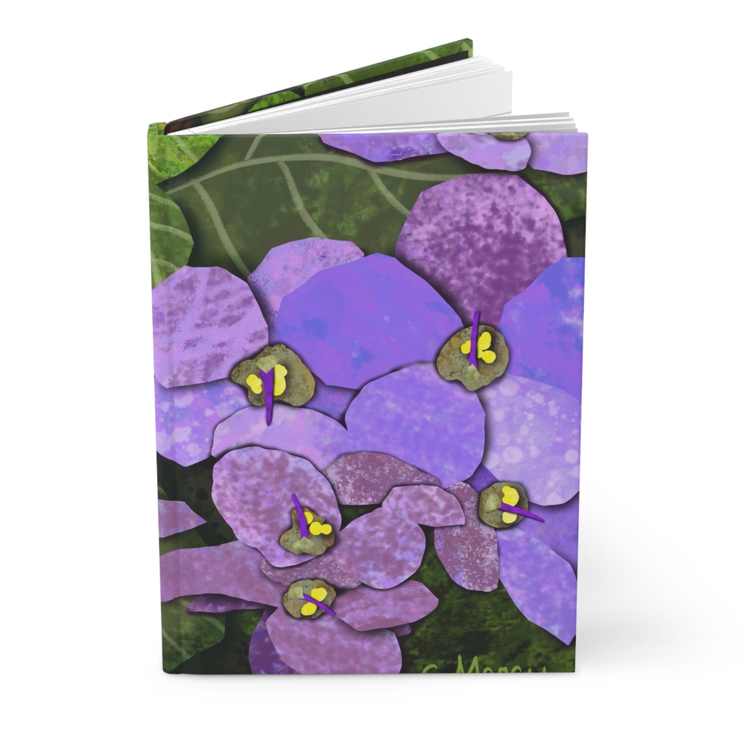 African Violets Collage Hardcover Journal Matte