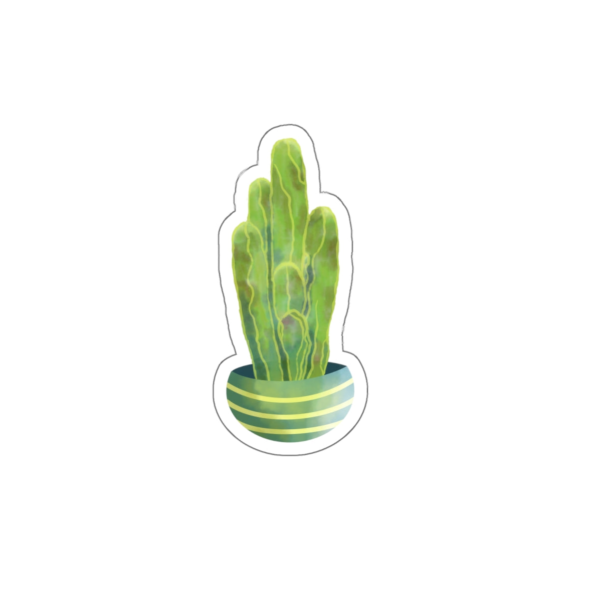 Frida Cactus Potted Elongated Cactus Die-Cut Stickers