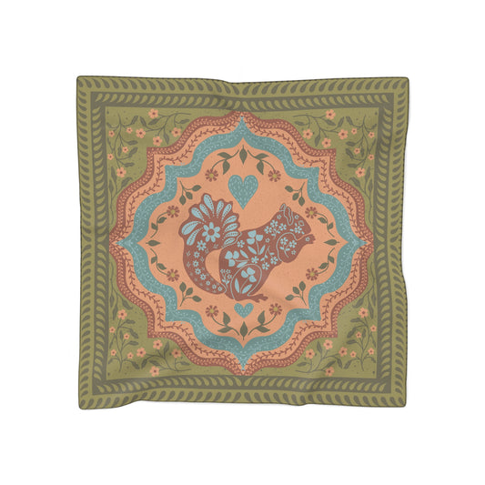 Scandi Woodland Squirrel Square Poly Scarf
