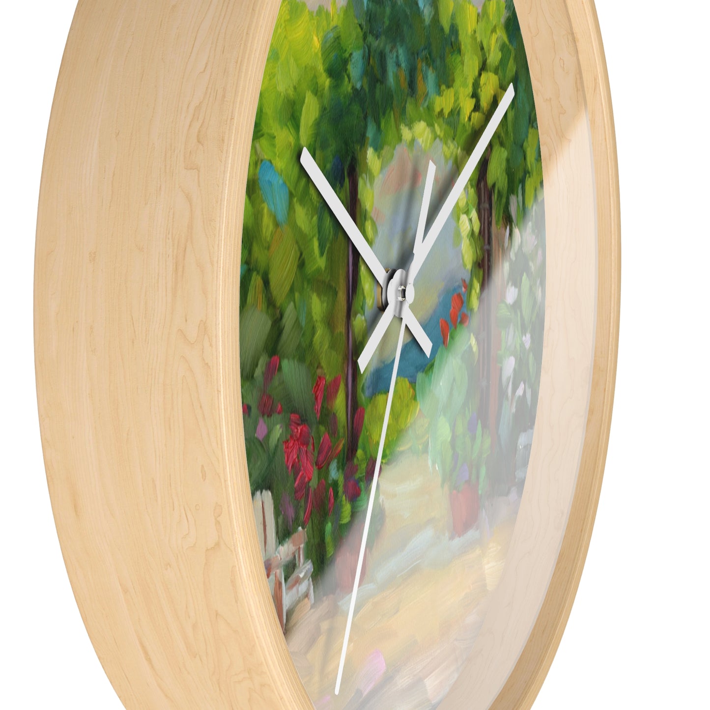 Garden Path Wall Clock — Peaceful Floral Patio Scene Decorative Clock