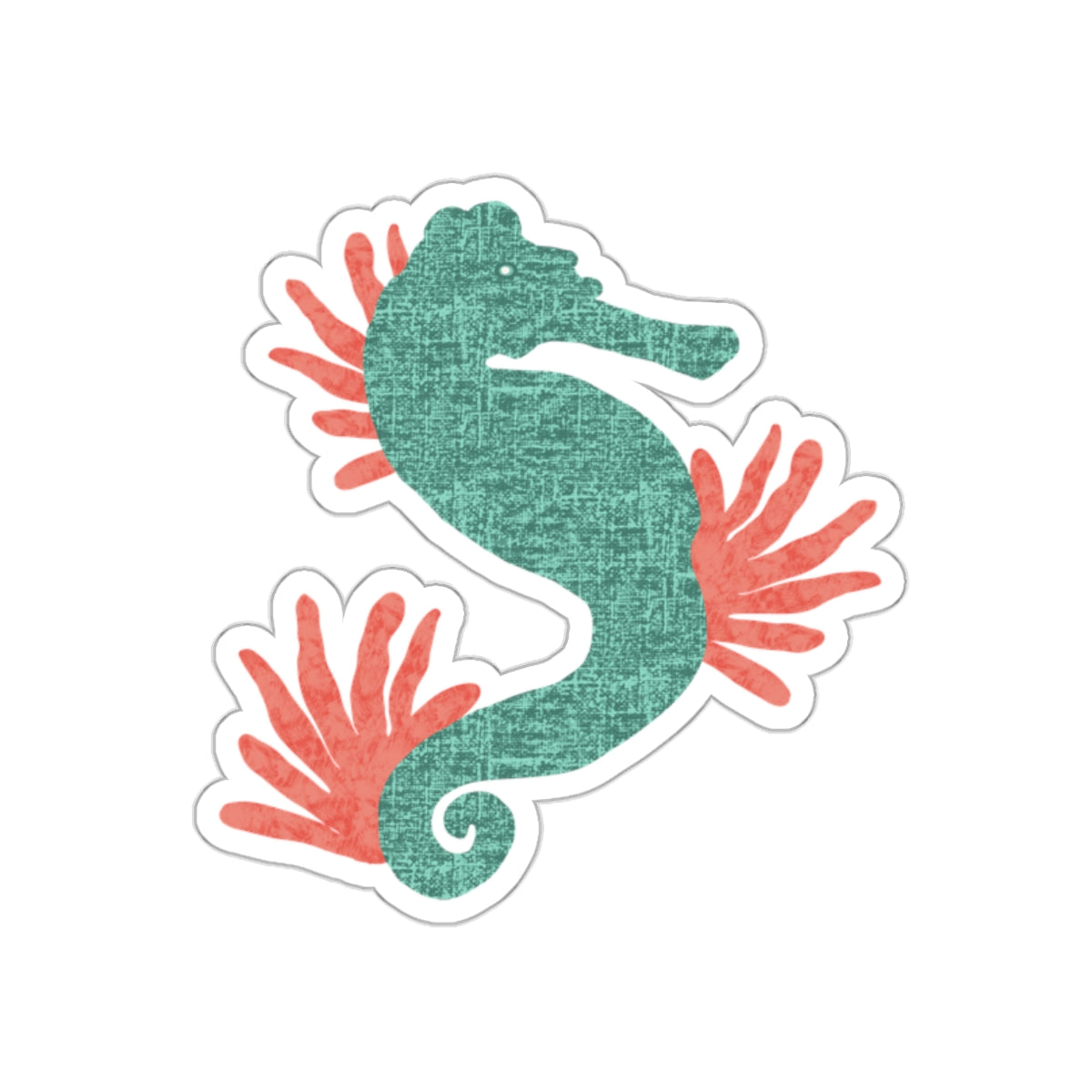 Turquoise Seahorse and Coral Die Cut Sticker