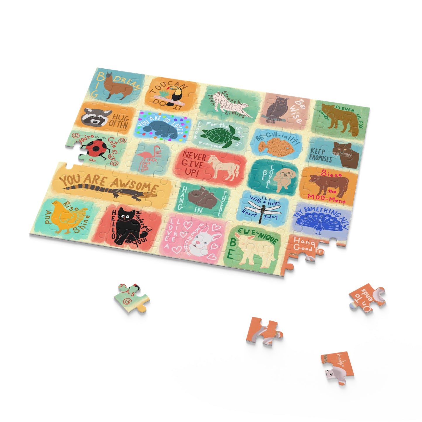 Kids Inspirational Animal Puzzle (120, 252, 500-Piece) | Kids Positive Quotes Puzzle | Kids Encouraging Words Puzzle