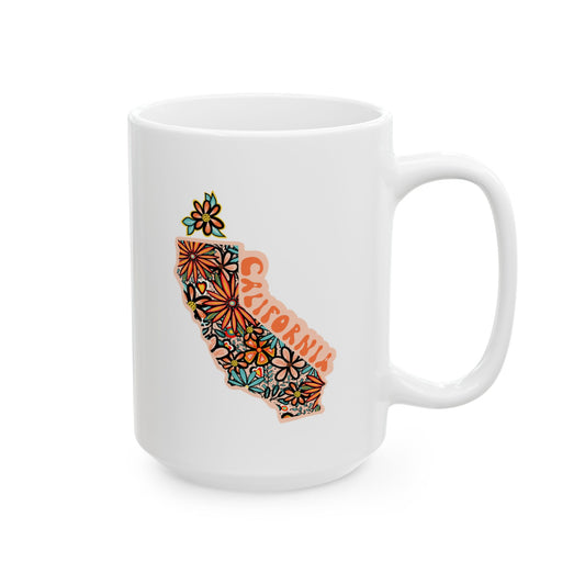 Retro 70s Flowers California Ceramic Mug 11 oz and 15 oz