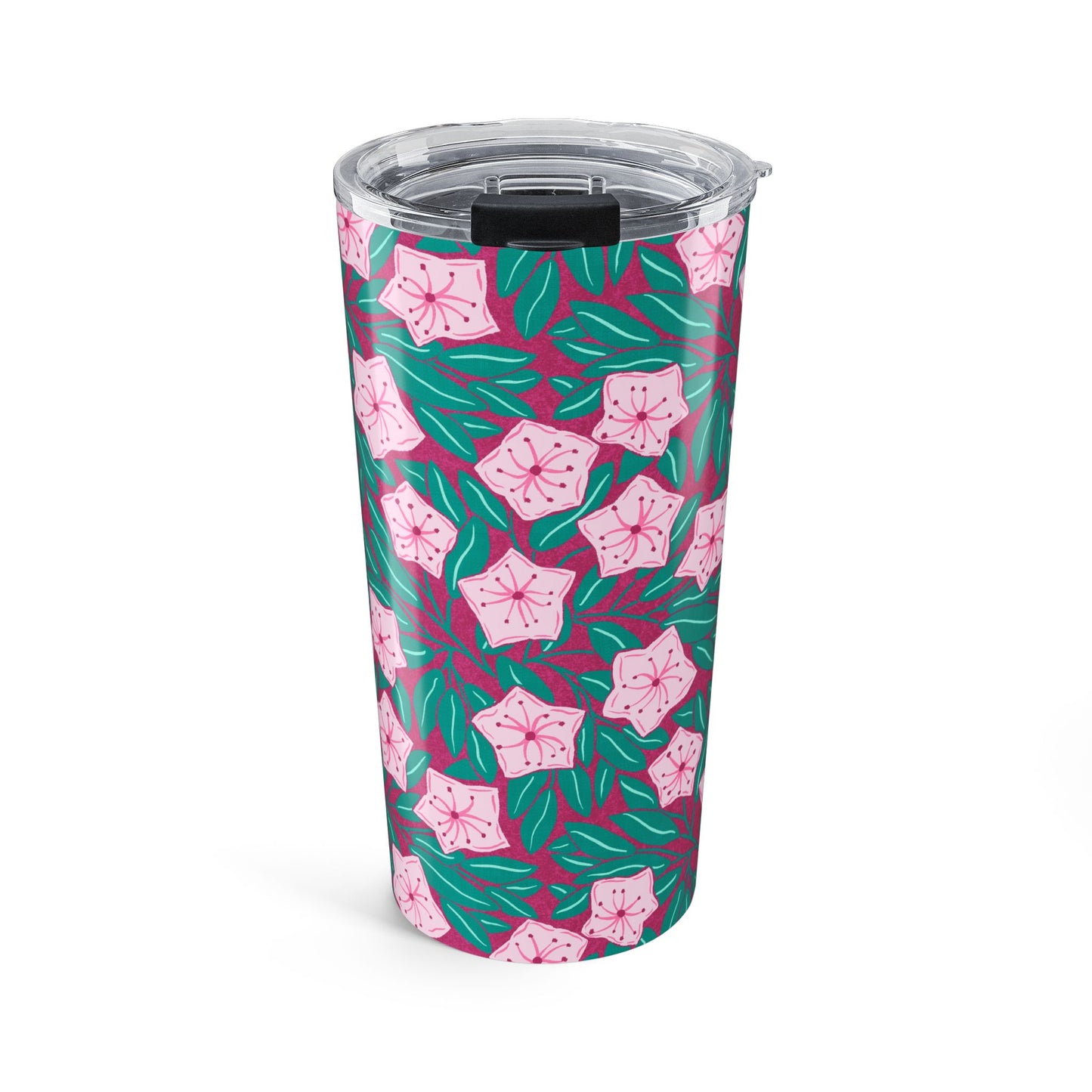 Pink Mountain Laurel Blossoms 20oz Floral Tumbler — Pink Blossom Travel Cup