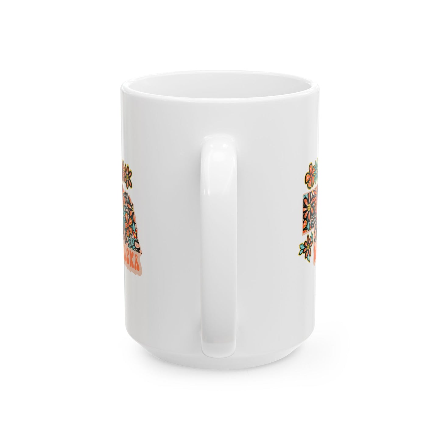 Retro 70s Flowers Nebraska Ceramic Mug 11 oz and 15 oz