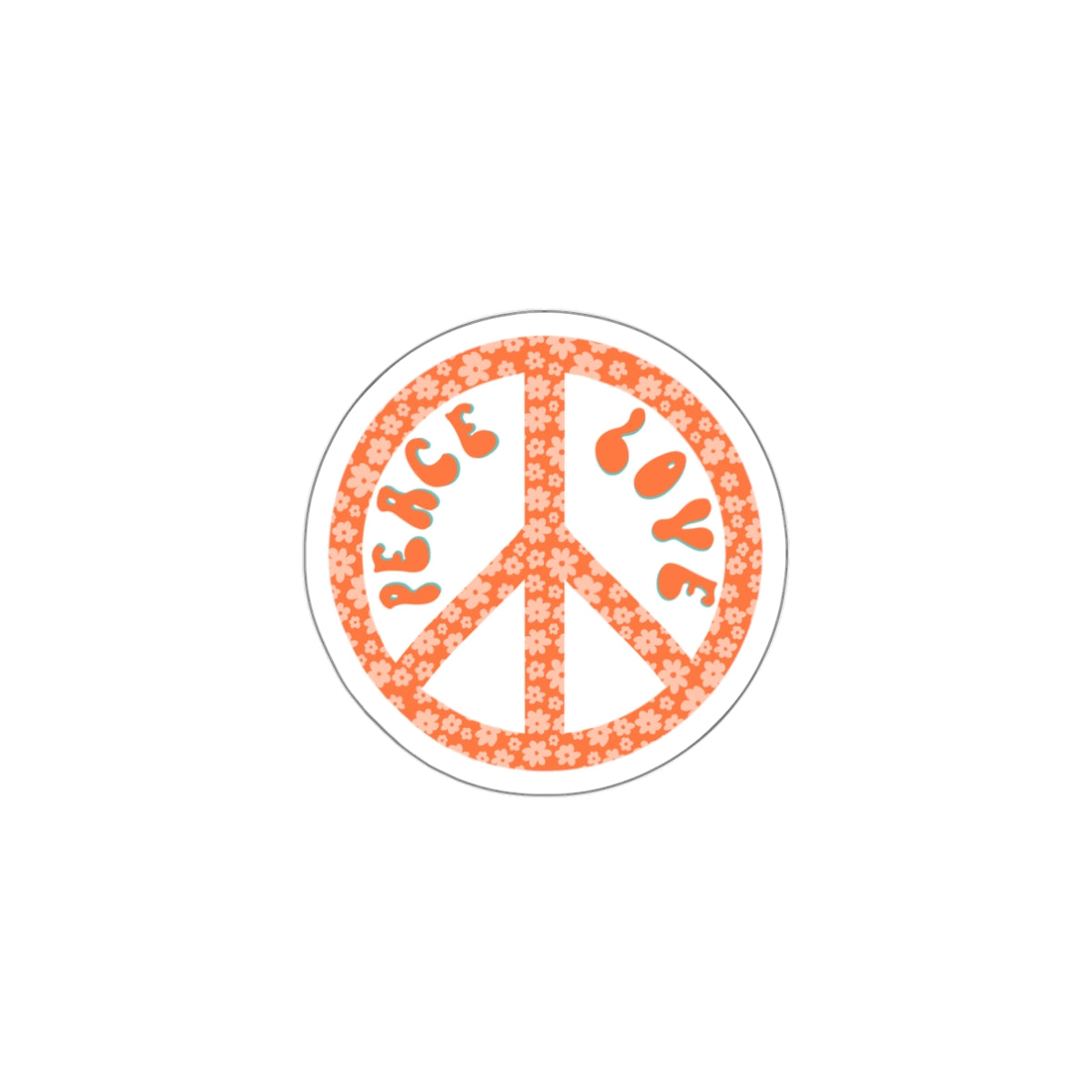 70s Groove Peach and Orange Daisy Peace Sign Die Cut Sticker