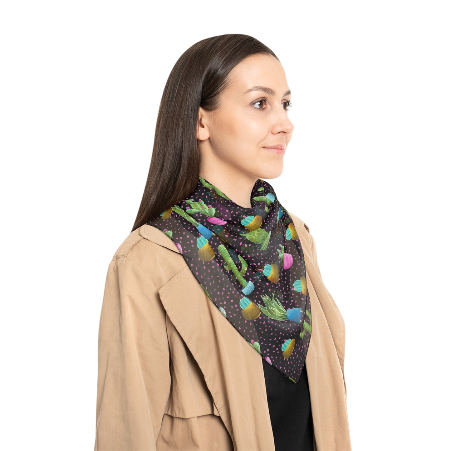 Frida Cactus Square Poly Scarf