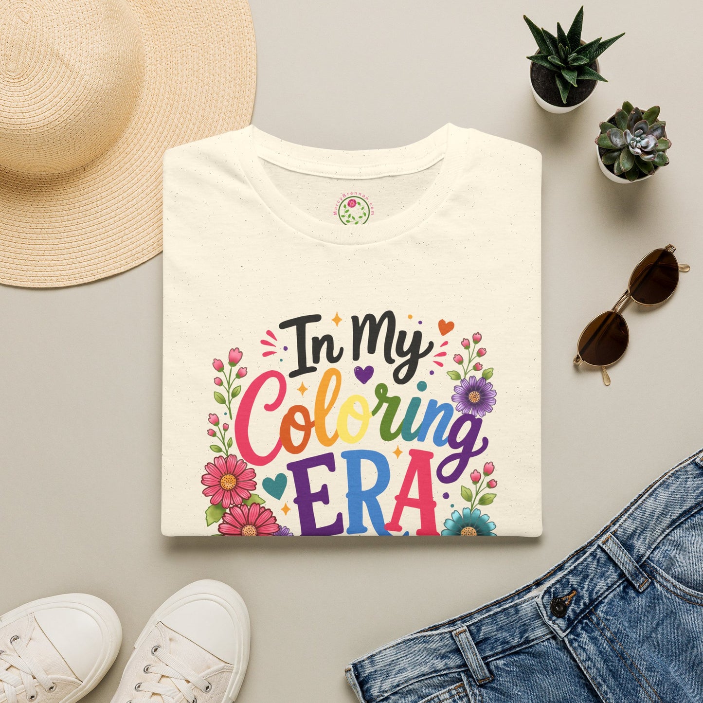 Colorful "In My Coloring Era" T-Shirt — Floral Rainbow Graphic Tee
