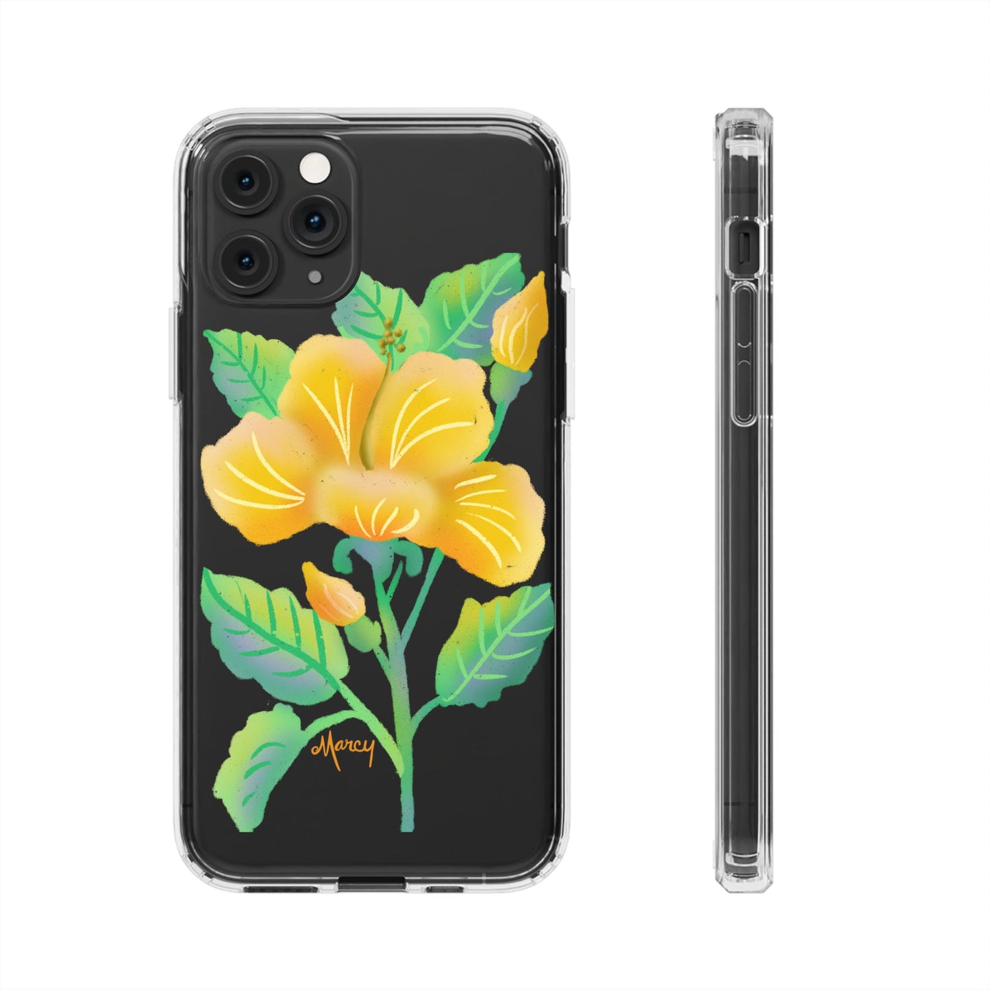 Yellow Hibiscus Blossom Clear Cases