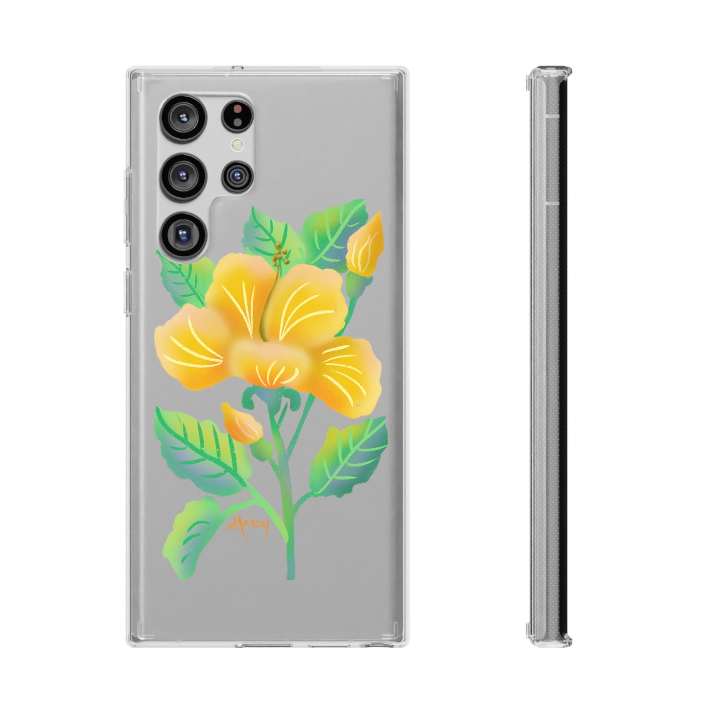 Yellow Hibiscus Blossom Clear Cases