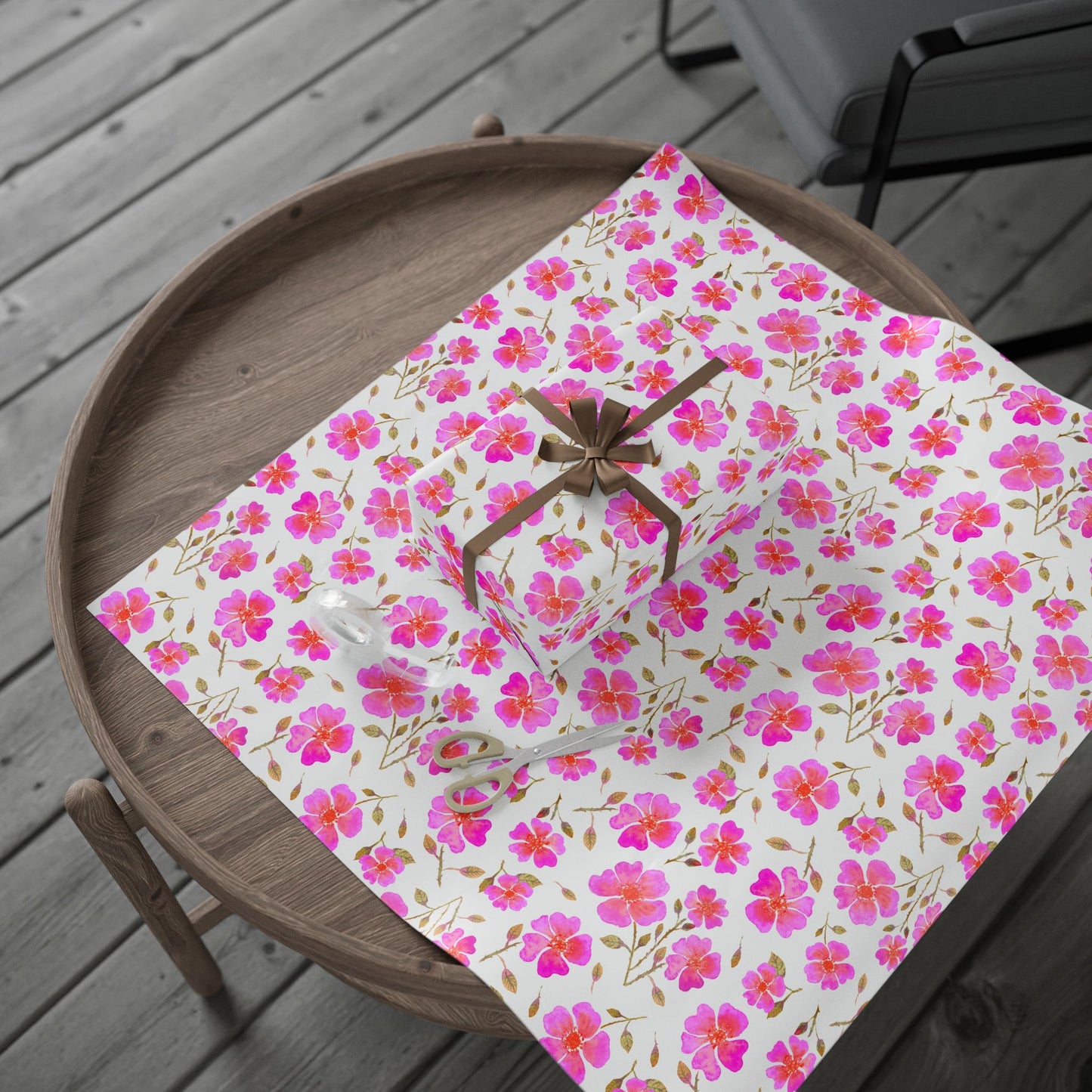 Hot Pink Wild Roses Wrapping Papers