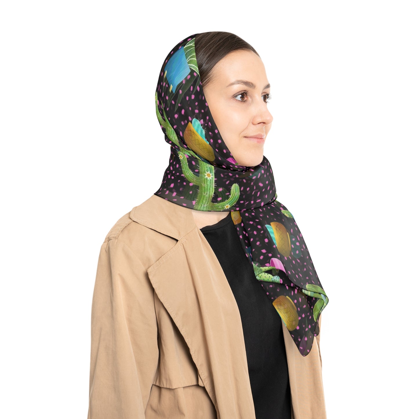 Frida Cactus Square Poly Scarf