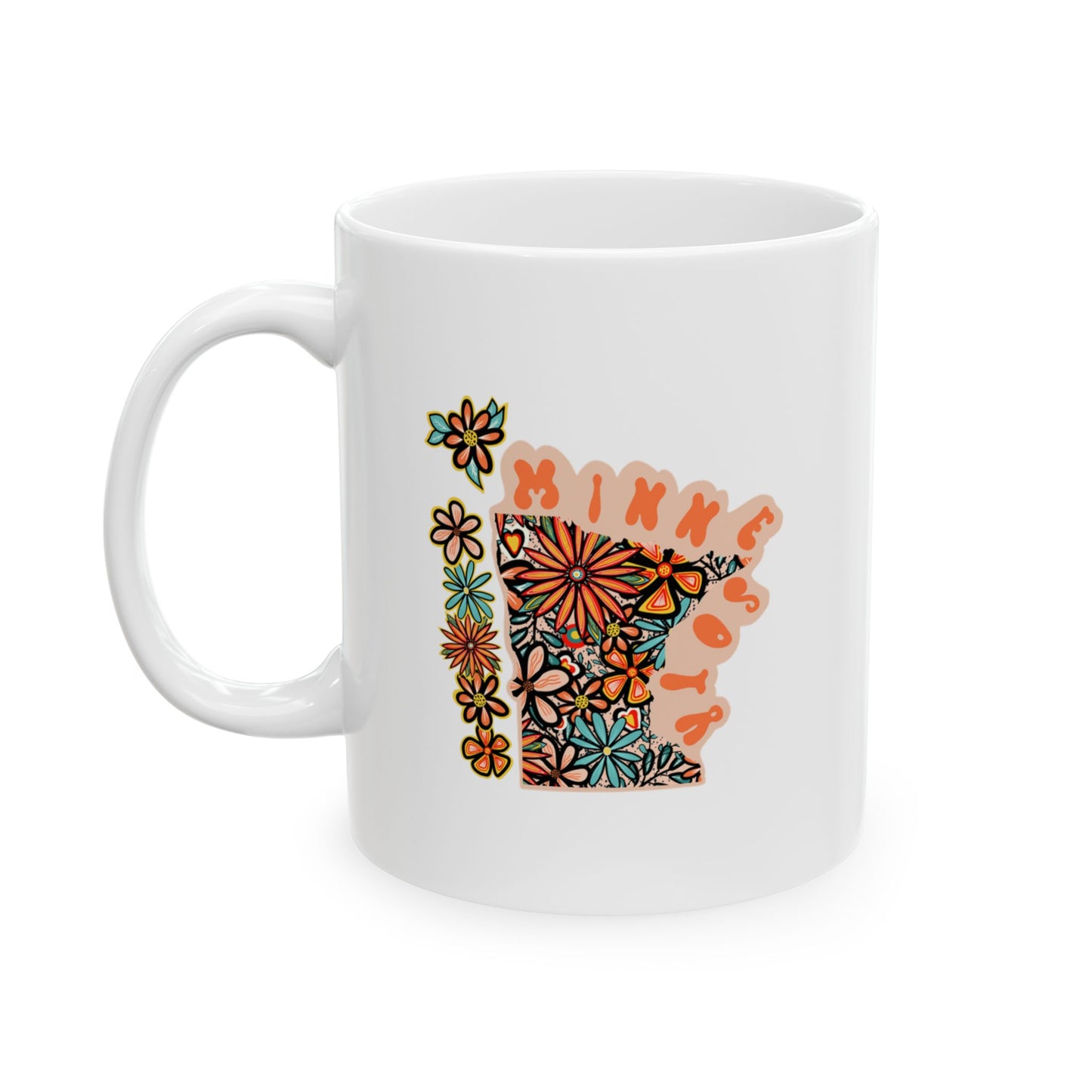 Retro 70s Flowers Minnesota Ceramic Mug 11 oz and 15 oz