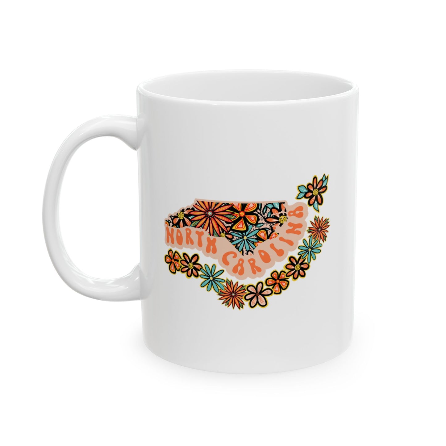 Retro 70s Flowers South Carolina Ceramic Mug 11 oz and 15 oz