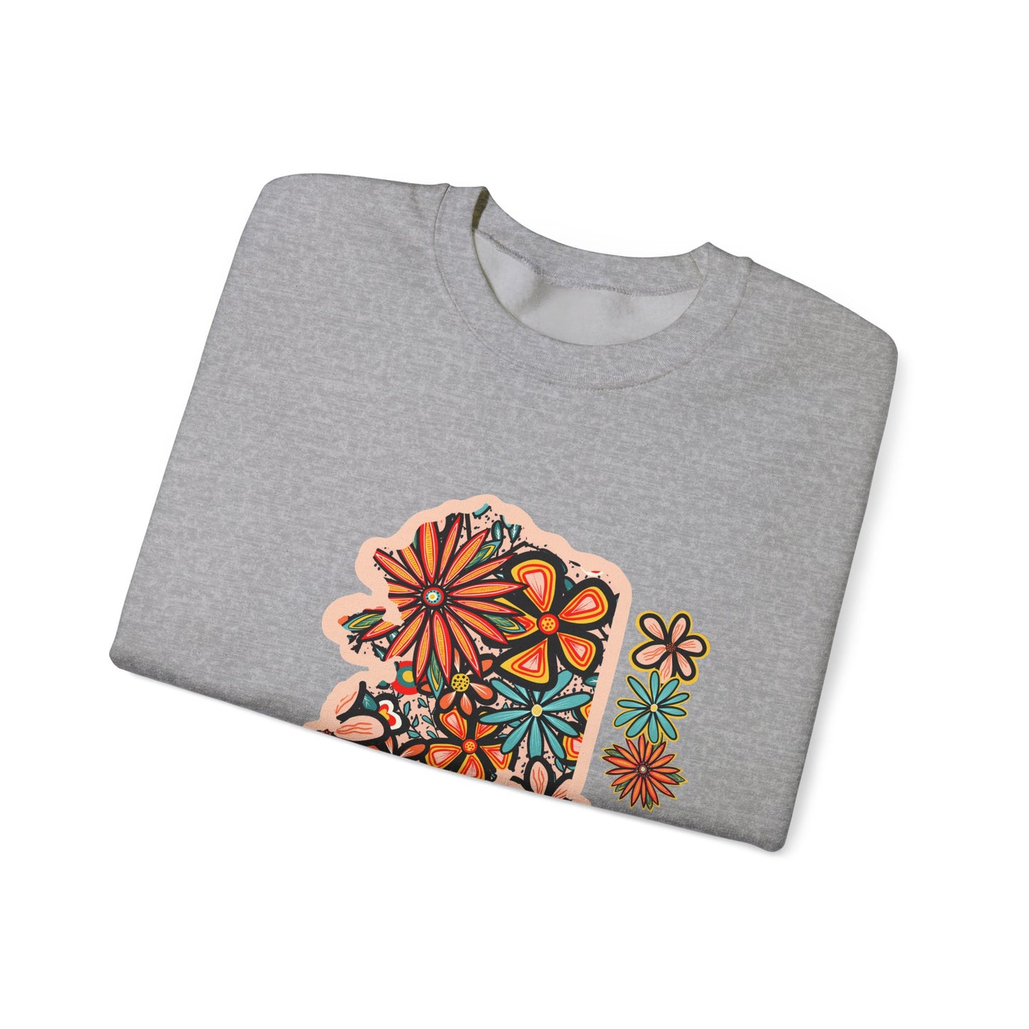 Retro 70s Flowers Alaska State Design — Heavy Blend™ Crewneck Sweatshirt