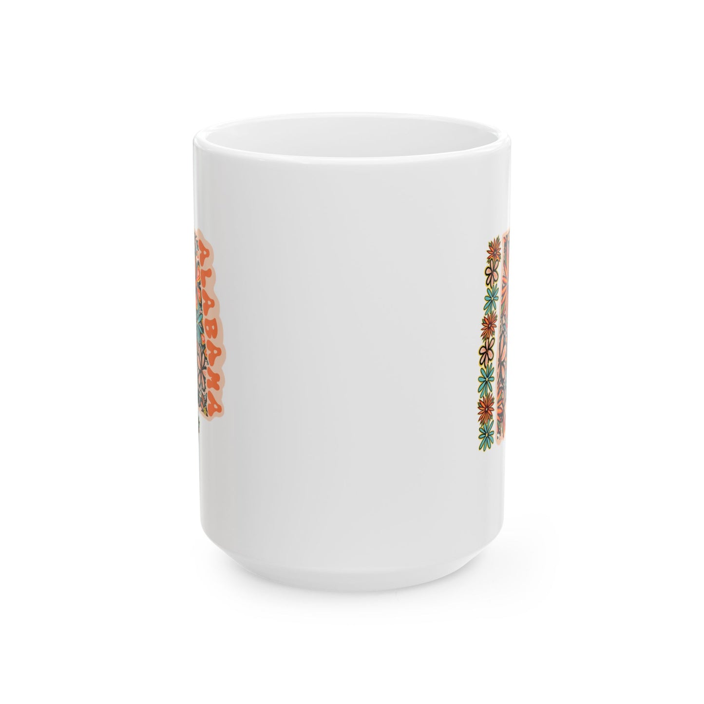 Retro 70s Flowers Alabama Ceramic Mug 11 oz and 15 oz