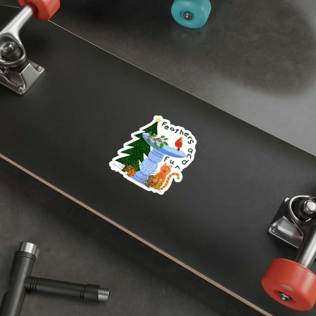 Feathers and Fur Collage Die Cut Sticker