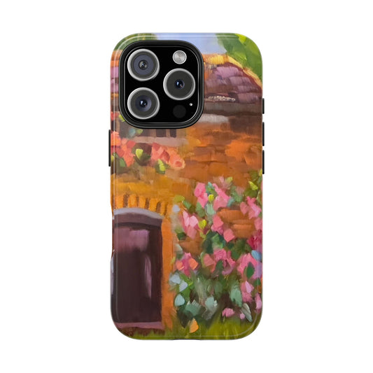 Italian Villa and Pink Roses Tough Phone Cases