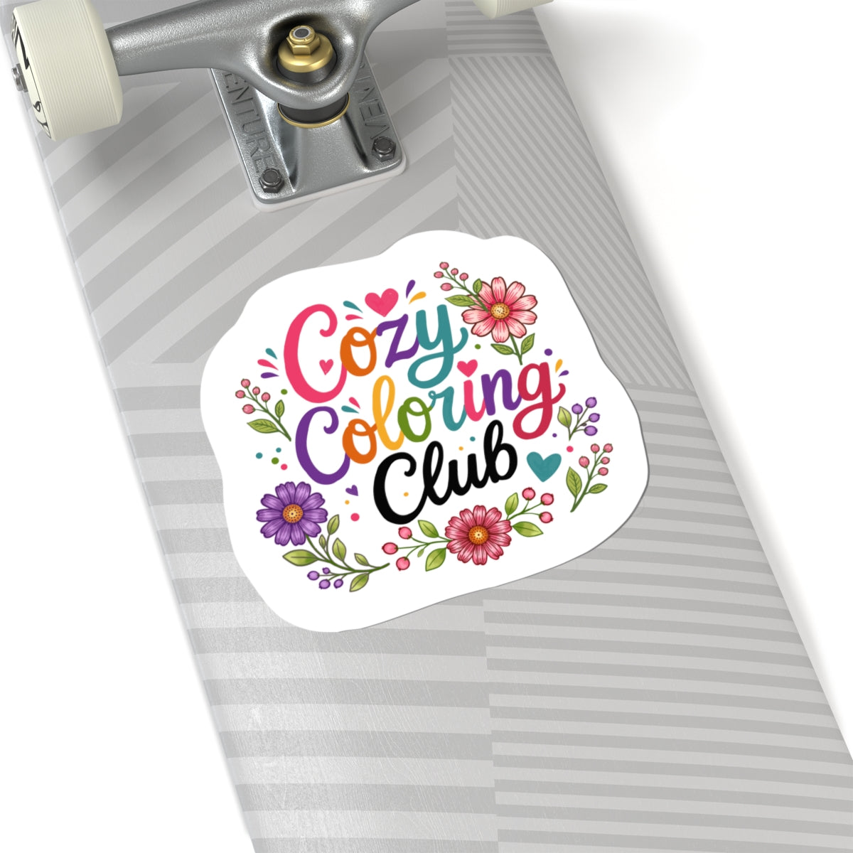 Cozy Coloring Club Floral Sticker — Cute Kiss-Cut Laptop Decal