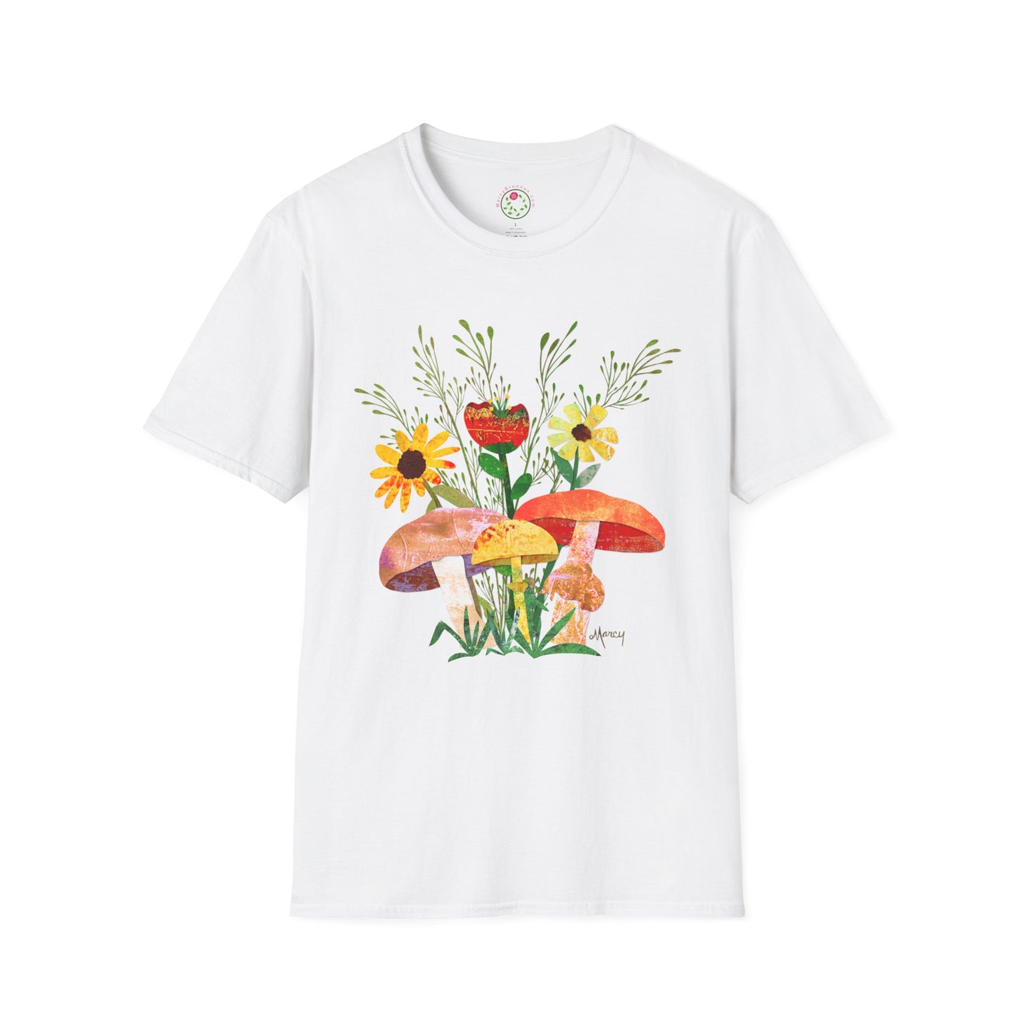 Shrooms n Fleurs Collage Collage Softstyle T-Shirt