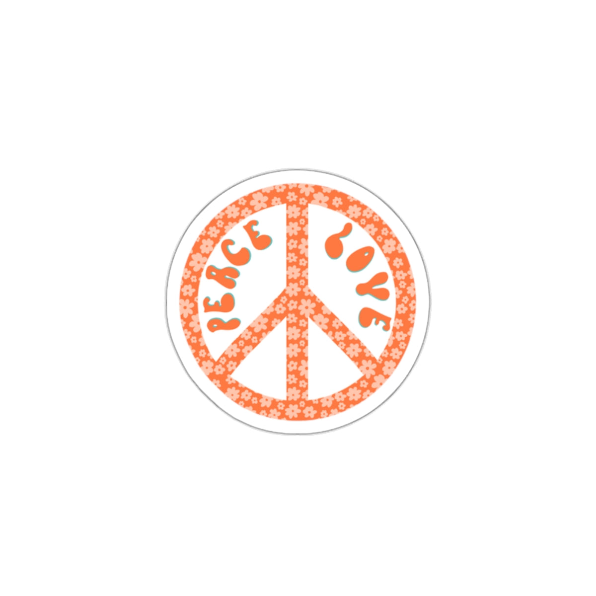 70s Groove Peach and Orange Daisy Peace Sign Die Cut Sticker