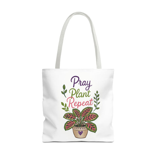 Pray Plant Repeat Tote Bag – Botanical Faith Canvas Shopper
