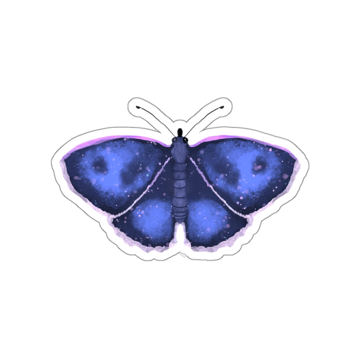 Watercolor Moth in Blue Die Cut Sticker