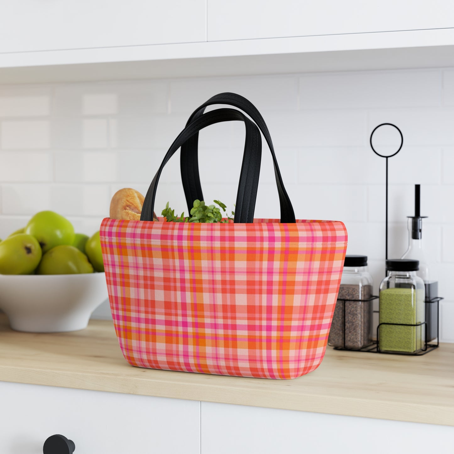 Pink Sunset Plaid Lunch Bag