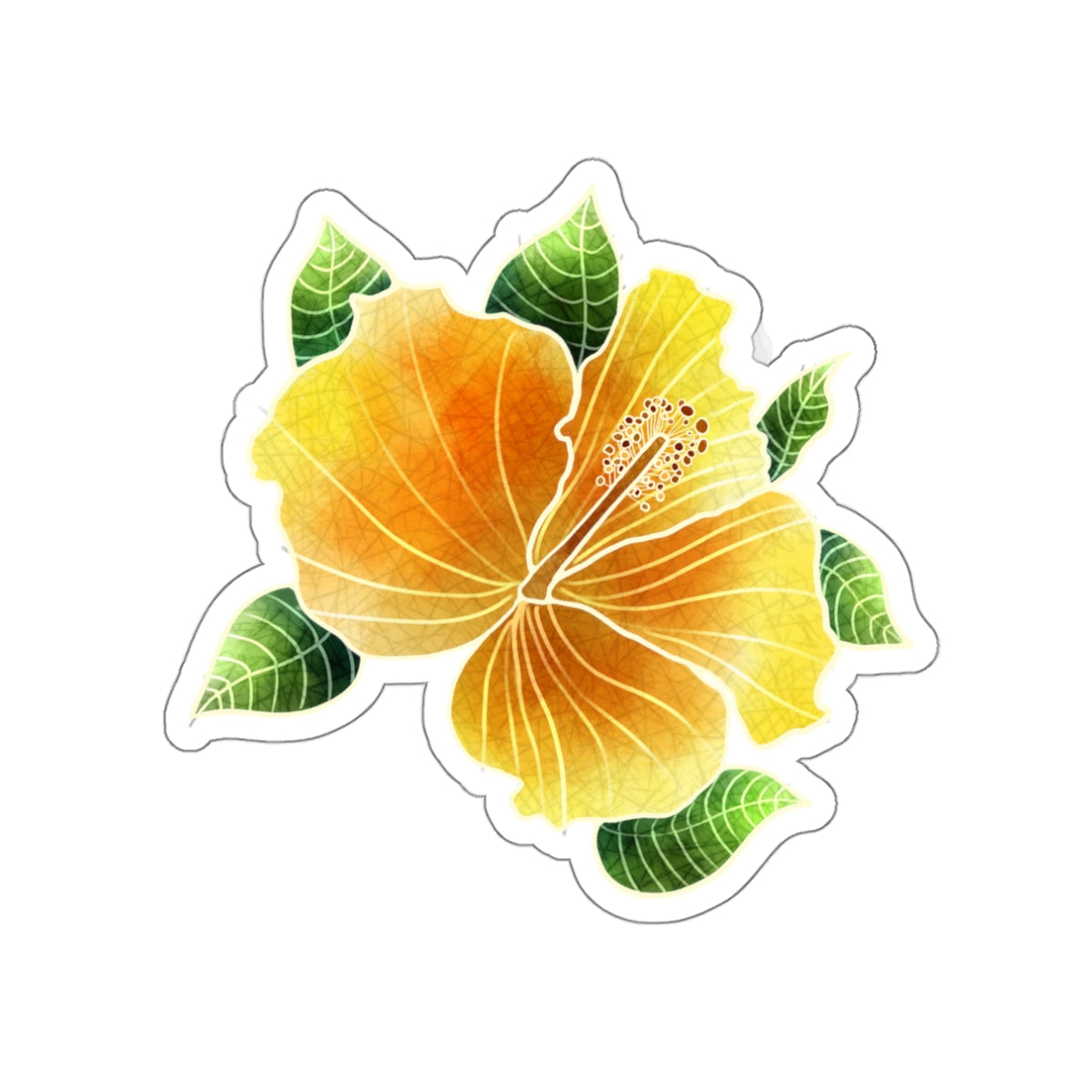 Yellow Hibiscus Die-Cut Stickers