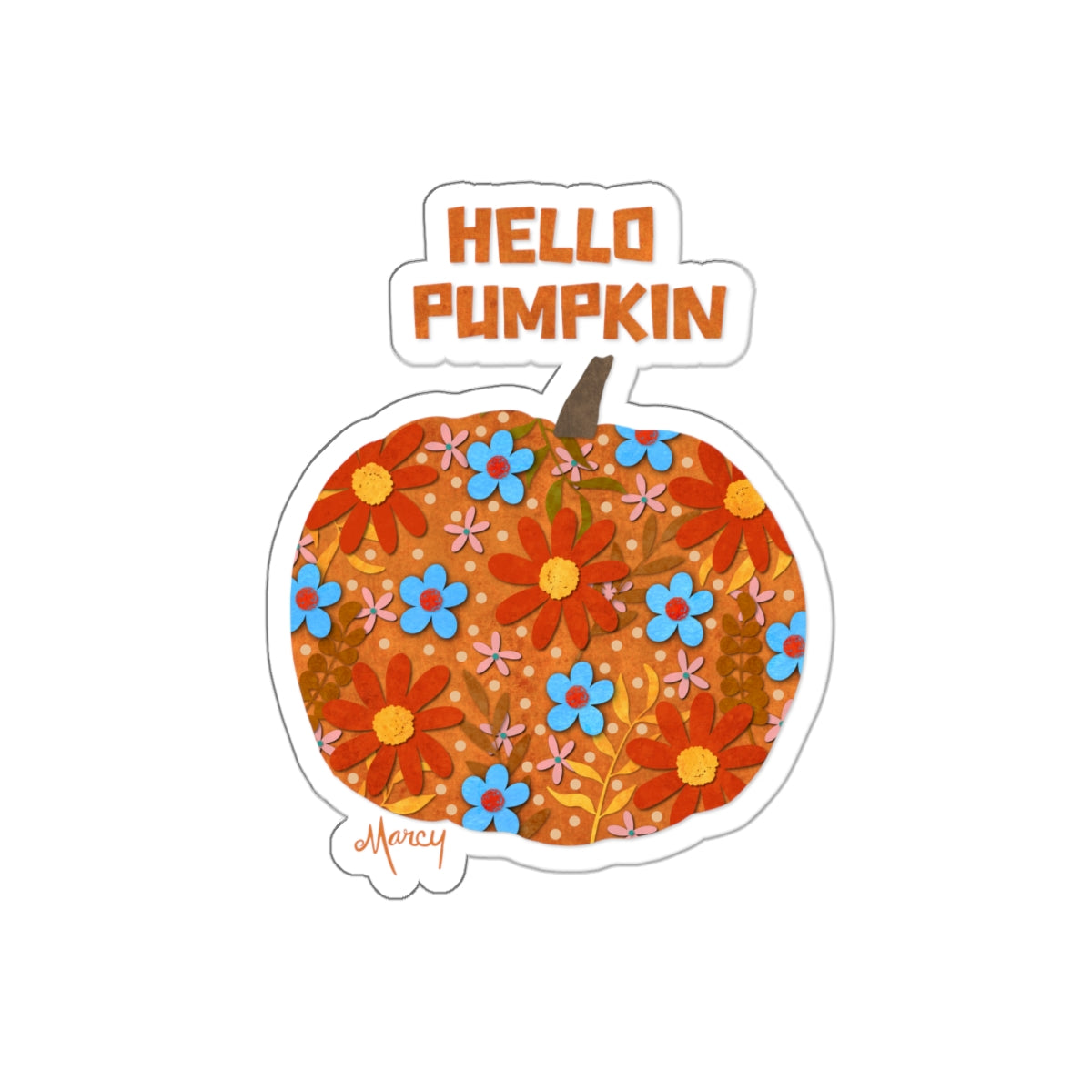 Hello Pumpkin Collage Die Cut Sticker