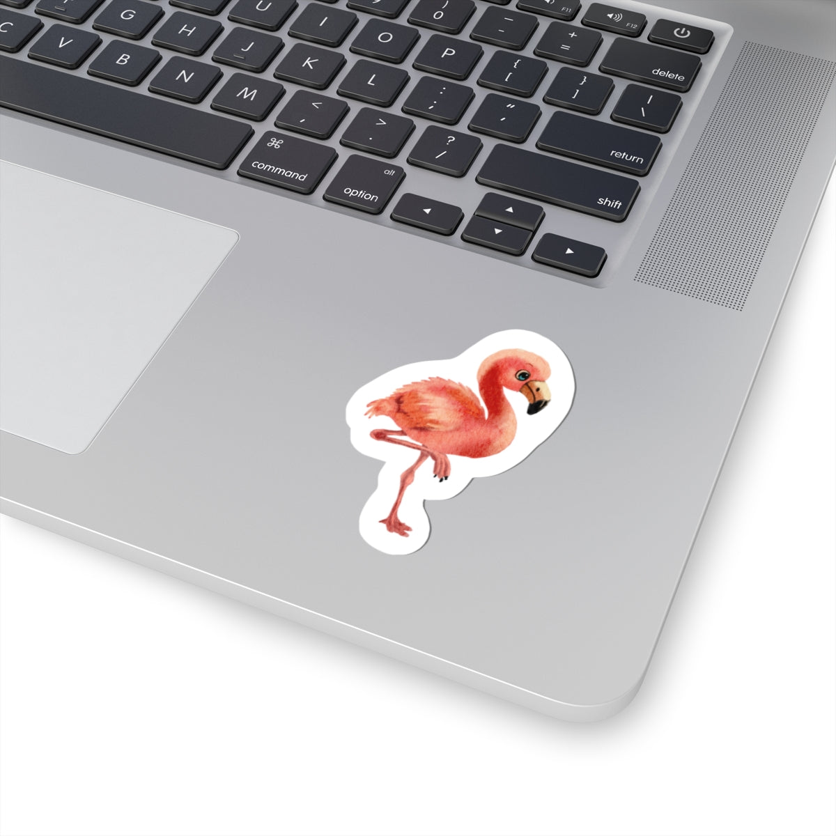 Baby Flamingo Kiss-Cut Sticker — Watercolor Nursery Decal for Laptops, Planners & Baby Shower Favors