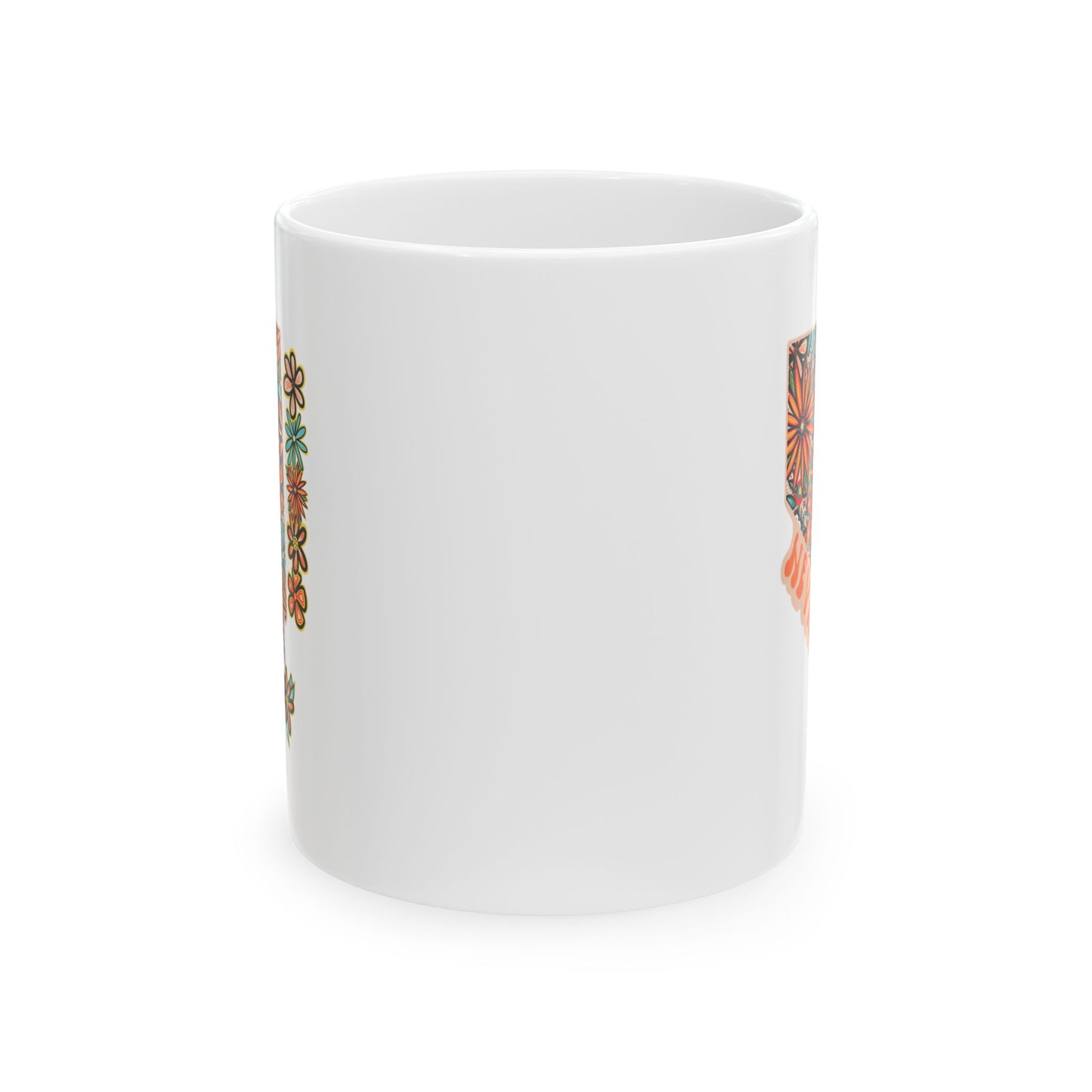 Retro 70s Flowers Nevada Ceramic Mug 11 oz and 15 oz