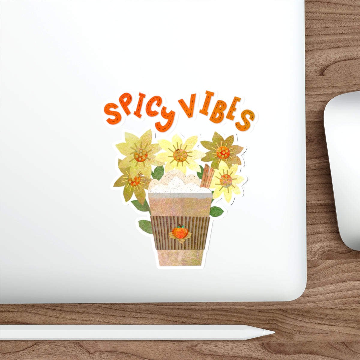 Spicy Vibes Latte Collage Die Cut Sticker